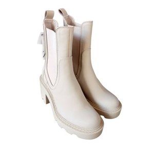Zara Women's Faux Leather Ankle Platform Combat Boots Nude Size US:5 EU:35